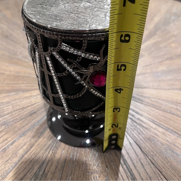 Bath & Body Works Halloween Purple Gem Silver Spider Web 3-Wick Candle Pedestal - Picture 14 of 15